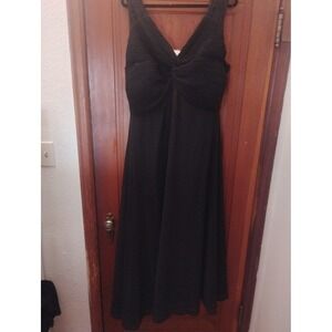 Roiii Black Pleated Twist Front Lace Back Formal Evening Maxi Dress 3XL